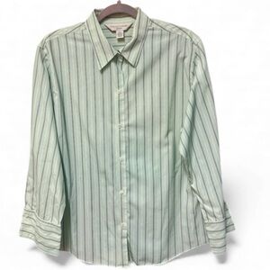 Casual Corner Non Iron Womens Long Sleeve Button Front Blouse Size XL Mint Green